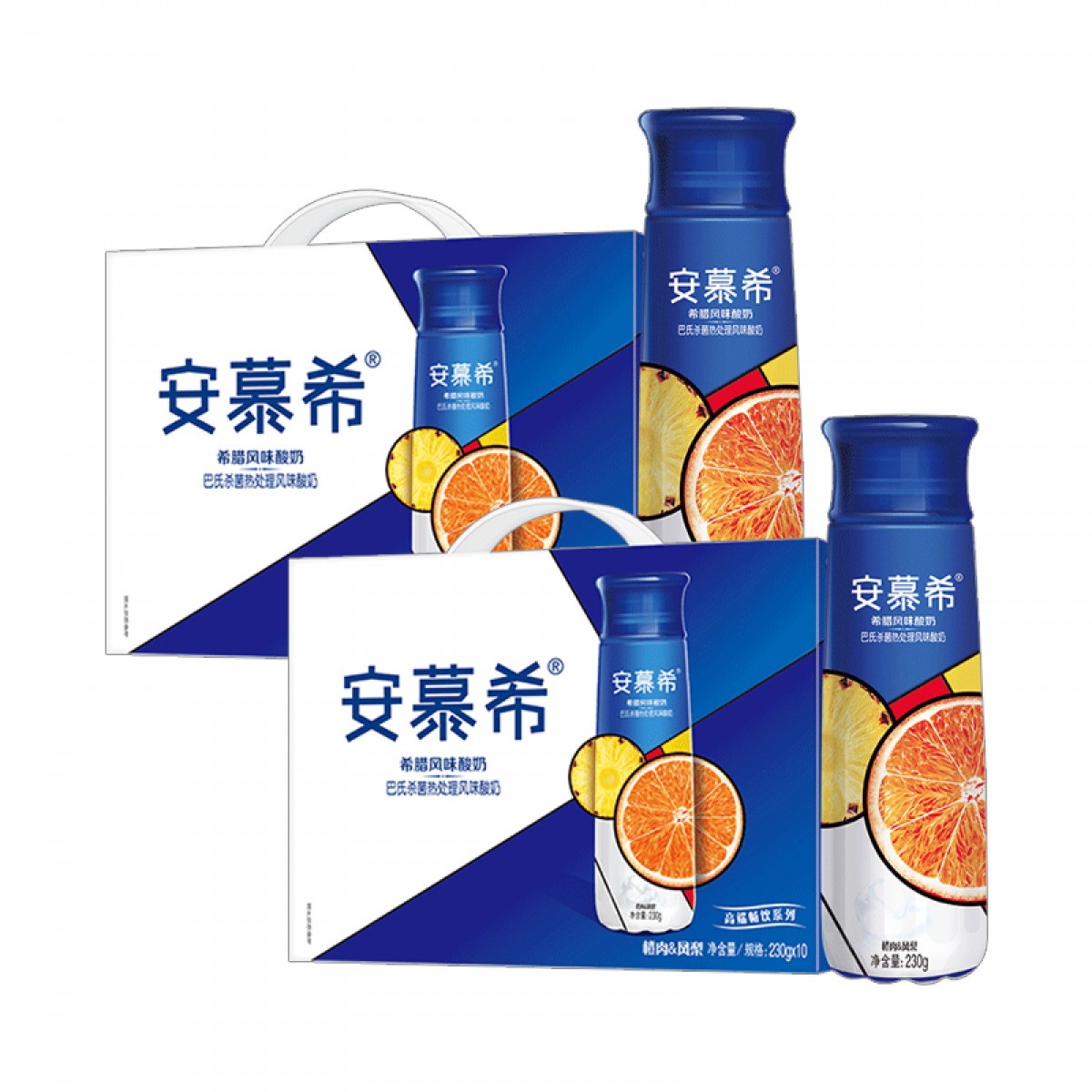 伊利安慕希橙凤梨风味酸牛奶230g*10瓶*2箱 礼盒装