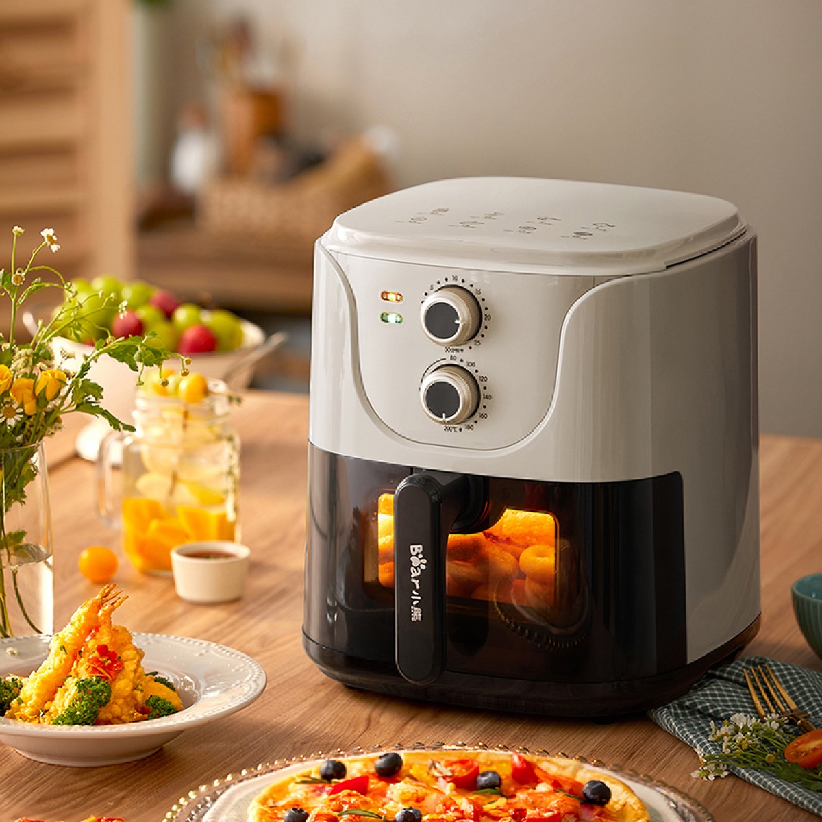 小熊(Bear)空气炸锅 5L大容量大功率无油烟电炸锅薯条机烤箱可视窗口烤箱炸锅 QZG-E16A5